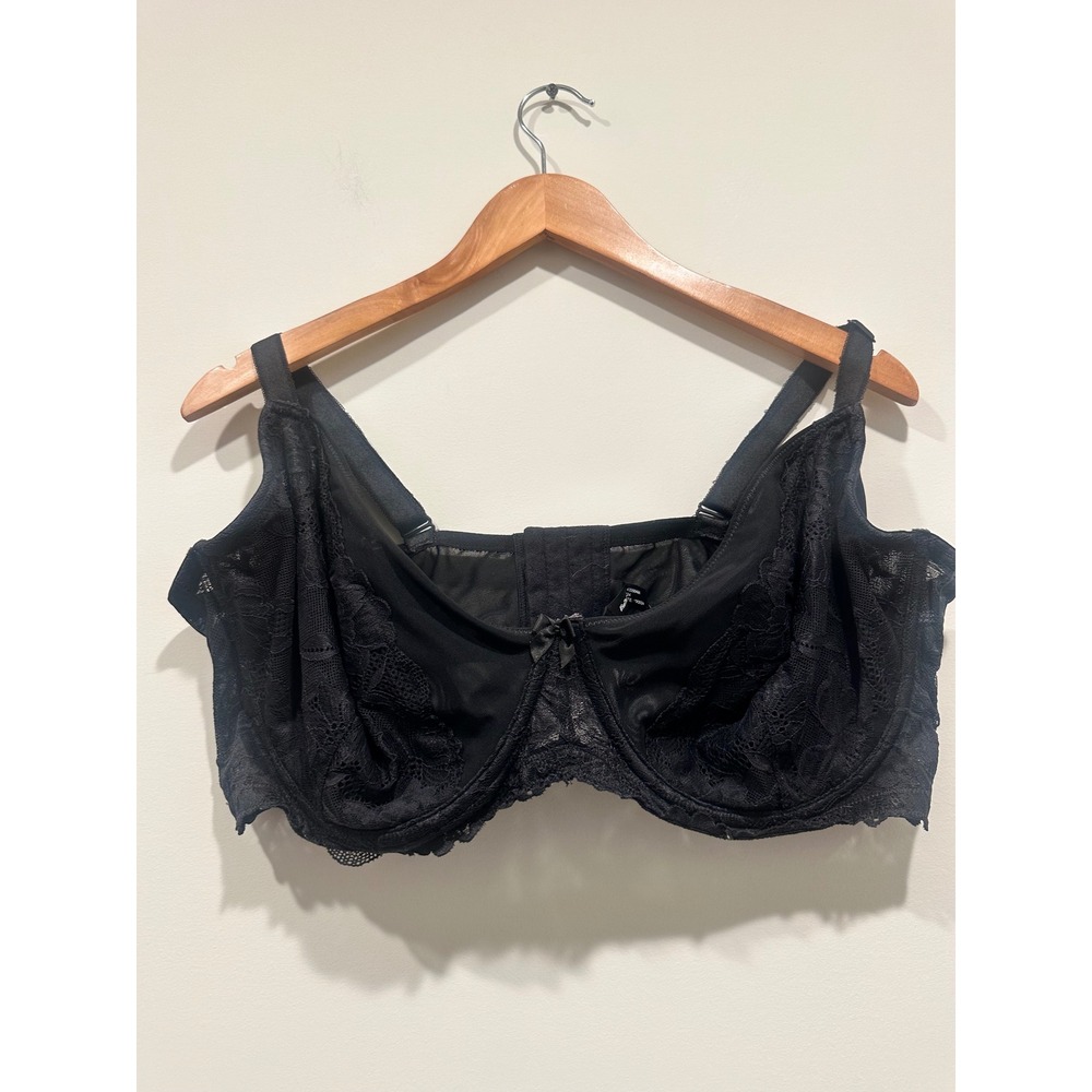 Torrid Womens Black Floral Lace Underwire Balconette Bra‎ 44DDD